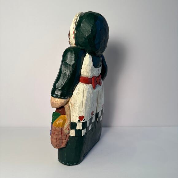 Vintage Eddie Walker Thanksgiving Woman Figurine Harvest Folk Art Resin Basket - Picture 6 of 11